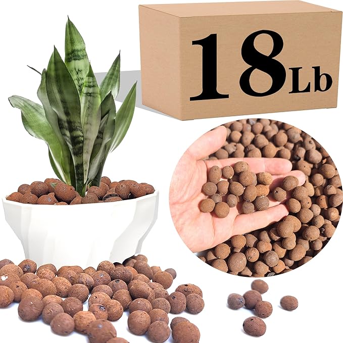 Voulosimi Clay Pebbles Hydroponic Rocks Organic Ceramsite Grow Media for Horticultural,Orchids,Drainage (18LB)
