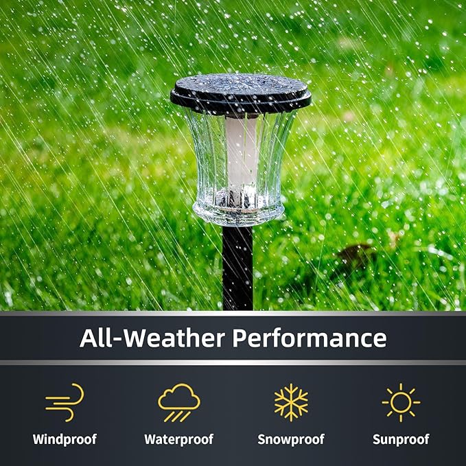 Glass Solar Torch Lights Outdoor Waterproof, Flickering Flame Tiki Torches with Modular Design, Auto On/Off LED Solar Lights for Garden Patio Yard Lawn Pathway Walkway Decorations (3 Pack)