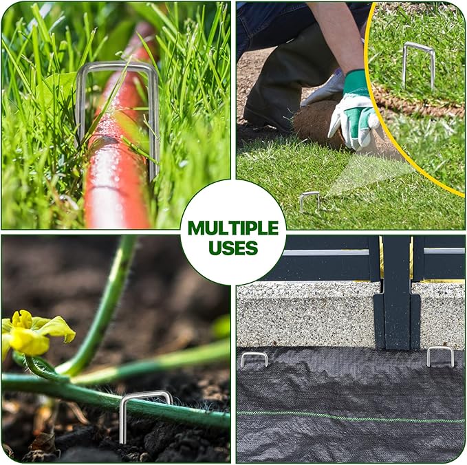 4 Inch 100 Pack Landscape Staples Galvanized Garden Stakes Anti-Rust Landscape Pins for Weed Barrier Fabric, Artificial Turf and Landscape Fabric