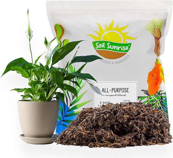 All-Purpose Compost Blend (8 Quarts), Deluxe Mix for Indoor/Outdoor Plants w/Mushroom Compost and Worm Castings