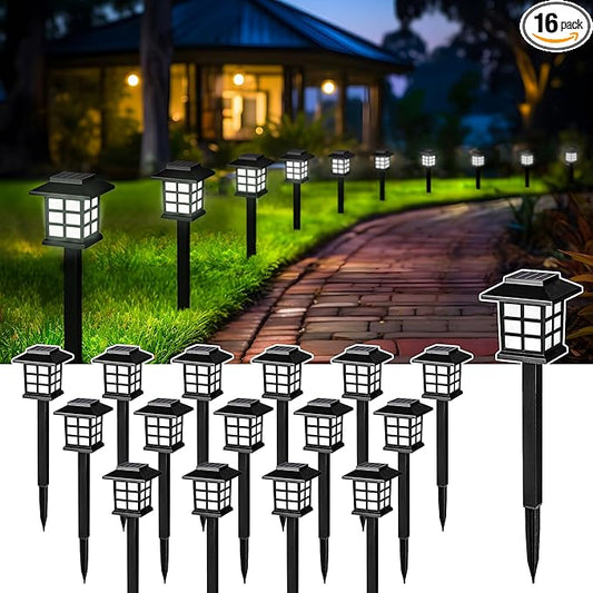 SOLPEX Solar Outdoor Lights,16 Pack Solar Path Lights, Solar Walkway Lights Outdoor, Solar Garden Lights, Solar Pathway Lights Outdoor Waterproof for Garden, Yard, Landscape and Driveway(Cold White)