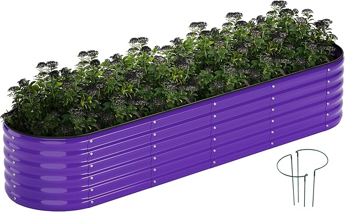 Galvanized Metal Planter Raised Garden Bed Kit for Gardening Outdoor，8x2x1ft Planter Grow Garden Box Raised Flower Bed，Long Vegetable Clearance Herb Raised Garden Beds for Gardening