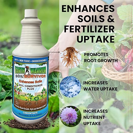 Soil Survivor Concentrate, Soil Survivor by Earth Warrior - Premium Soil Conditioner and Root Enhancer with B-Complex Vitamins and Fermentation Products Pre-Mix Spray for All Plants, Biodegradable