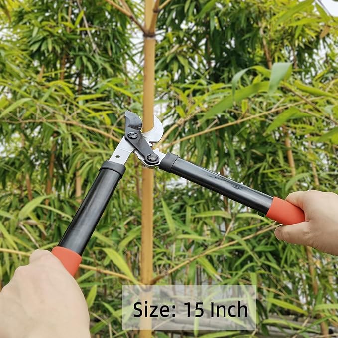Loppers Tree Trimmer Branch Cutter with Powerful Gear Action, Super Pruner Tree Clippers Tree Pruner, Chops Thick Branches Ease, Sharp Steel Blade with 1.3 Inch Cutting Capacity(15 Inch)