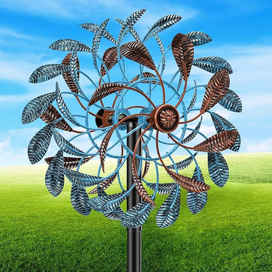360° Wind Spinners Outdoor, Wind Sculptures Windmill with Metal Stake, Kinetic Large Metal Yard Art Decor Spinners Pinwheels for Garden Outside Patio Lawn, 63.2 * 13.2"