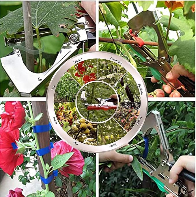 20 Pcs Plant Tying Machine Tape, 100 Feet Long x 1/2 Inch Wide, with One Box Staples, for Vegetables Tying Tool,Garden Tape for Plants