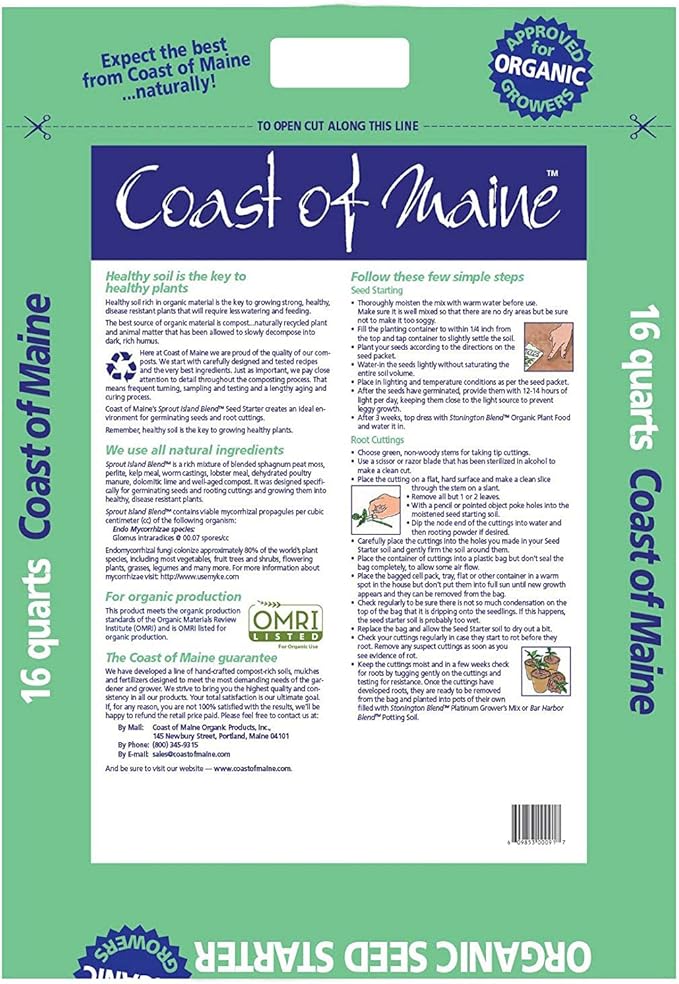 (16qt) Sprout Island Blend, Organic & Natural Seed Starter for Seed Germination & Root Plant Cuttings