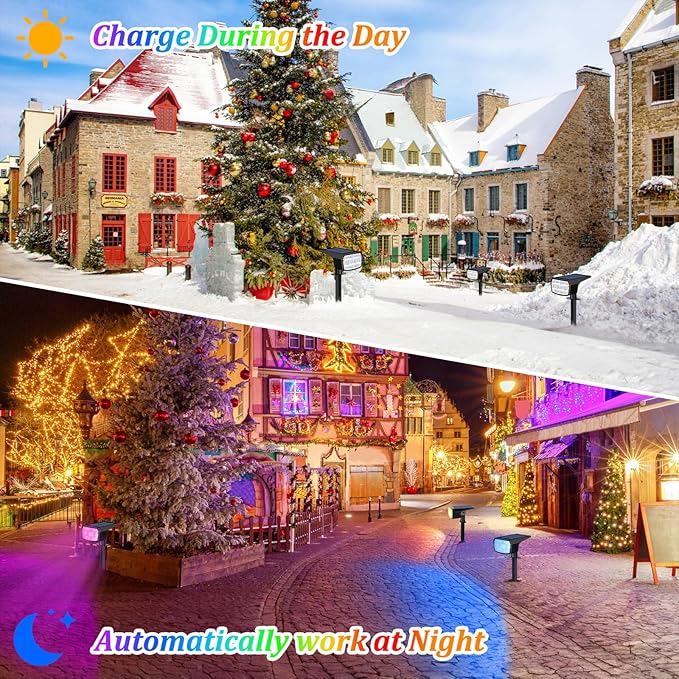 8-Pack Solar Spot Lights Outdoor, 59 LED Solar Lights Outdoor Waterproof, 9 Lighting Modes Outdoor Solar Lights for Yard, Landscape Spotlights for Christmas Garden Pathway Multicolor