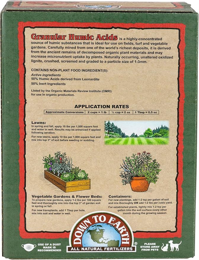 Down to Earth Organic Granular Humic Acids Fertilizer Mix, 5 lb