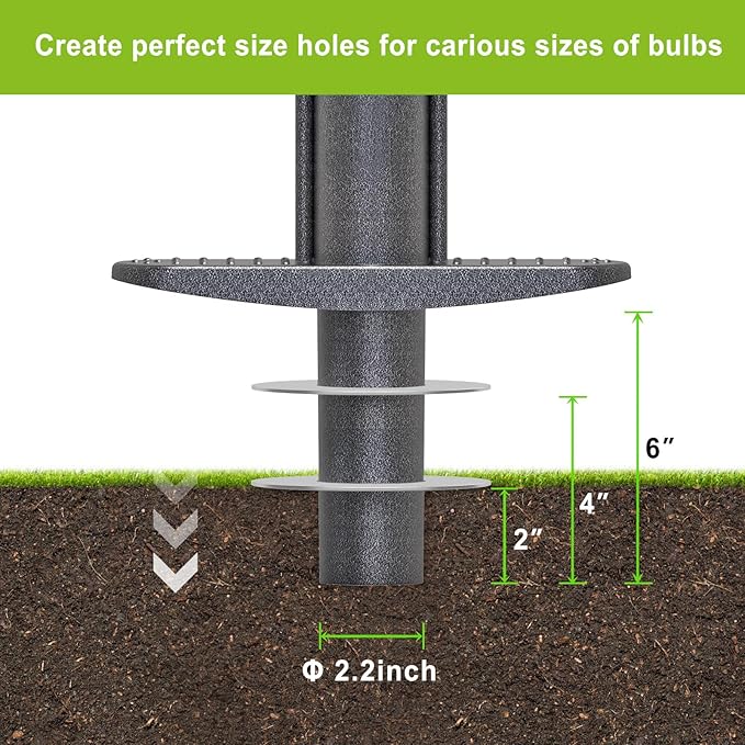 Dolibest Bulb Planter Tool with Soft Rubber Grip, Weeding Tool with Adjustable Depth (2-4-6''), Sod Plugger with Centre Auto Dump Design- The Ultimate Gardening Tool for Planting Bulbs and More