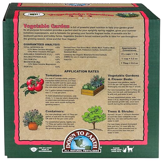 Down To Earth All Natural Fertilizers Organic Vegetable Garden Mix 4-4-4, 15 lb