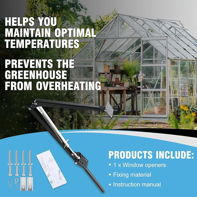 CHANGE MOORE Auto Vent Opener Automatic Greenhouse 1Pack Window Opener Roof Vent Opener Auto Vent Kit Sensitive Gardening Tools Automatic Greenhouses Supplies (Single Spring Up to 33lbs)