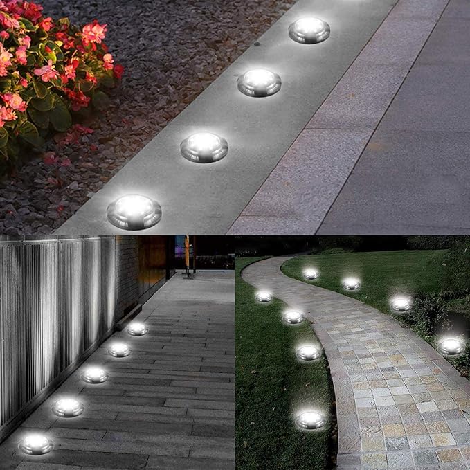 K.E.J. Solar Lights Outdoor 12 Pack Waterproof Solar Garden Ground Lights Landscape Lighting for Outside Patio Pathway Lawn Yard Deck Driveway Walkway