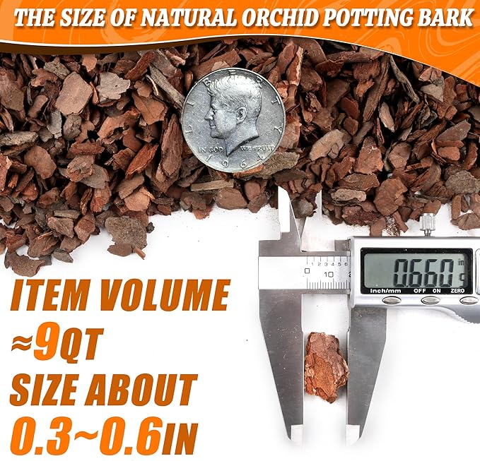 AVALUTION Orchid Potting Bark-9QT Organic Orchid Bark for Plants, All Natural Pine Bark Wood Chips Orchid Bark Potting Mix for Houseplant Mulch, Help Orchid Plants Root Health Development