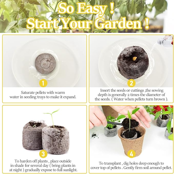 Legigo 50 Pcs 40mm Seed Starter Peat Pellets Pods for Seedlings- Compressed Seed Starting Pellets Seed Starter Pods Plugs Soil Peat Pods for Starting Seeds, Garden Planting Herb Flower Vegetables