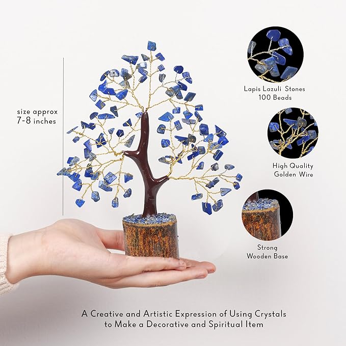 PYOR Lapis Lazuli, Gemstone Tree, Crystal Room Decor, Money Trees, Office Decoration, Lapis Lazuli Stone, Housewarming Gifts, Small Decor Items for Shelf, Crystal Gifts, Gem Stones, Spiritual Items