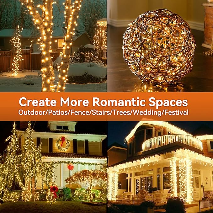 Solar String Lights Outdoor Waterproof - 85FT 240 Led Solar Lights Outdoor String with 8 Modes - Solar Powered String Lights Tree Lights Outdoors for Patio Yard Garden Party Decorations, Warm White