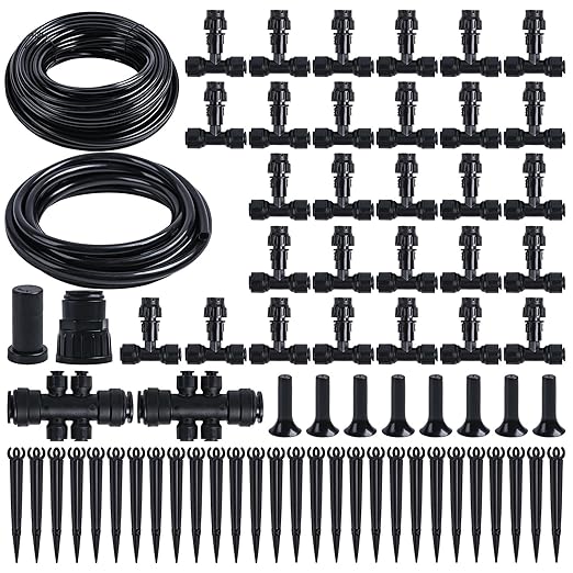 Drip Irrigation System Kit,147FT/45M Garden Watering System with Hose Distribution Tubing Drip Emitters Connectors,Automatic Drip Irrigation Kit for Plant,Greenhouse, Yard,Lawn,Patio
