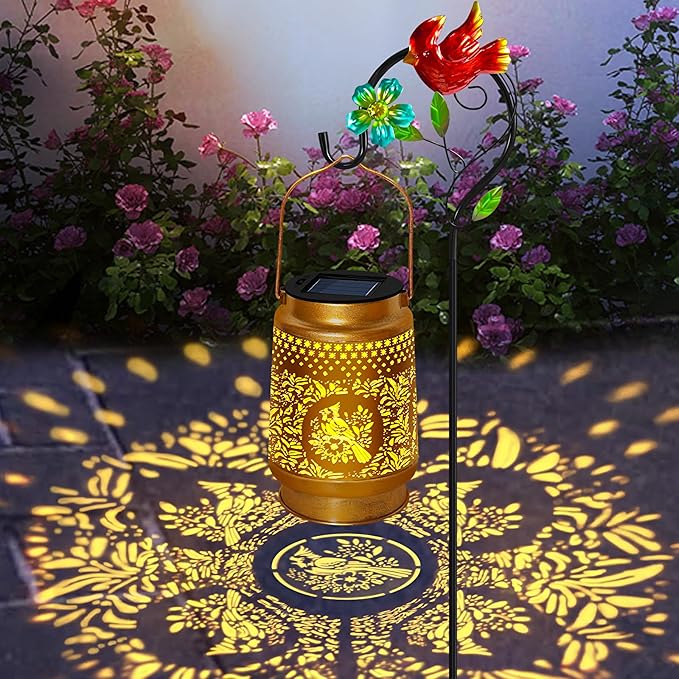 TEDOF Solar Lanterns Outdoor Waterproof,Cardinal Solar Lights Garden Decor Gifts for Mom Women Grandma Decoration Outside for Yard, Patio,Backyard,Porch