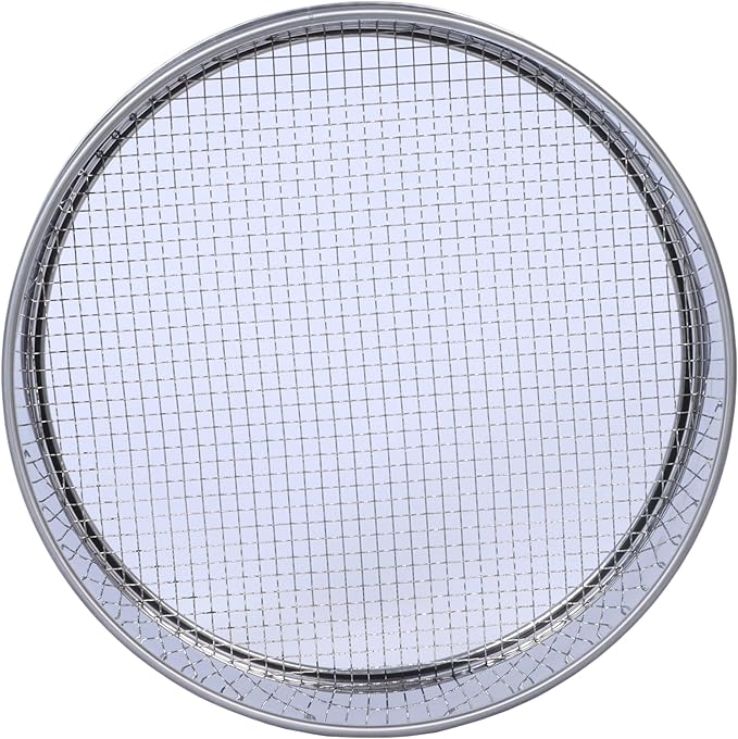 Soil Sifter for Garen -10 inches Soil Sieves for Rocks Compost-Stainless Steel Mesh Sifting Pan (1/8 inch mesh)