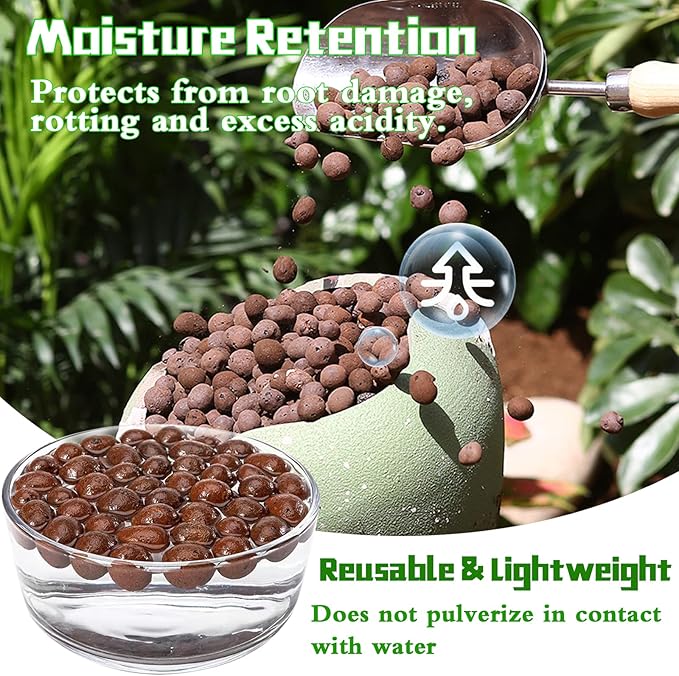 Legigo 4 LBS Organic Expanded Clay Pebbles, 4mm-16mm Light Clay Leca Balls for Plants, Natural Hydroton Clay Pebbles for Hydroponic & Aquaponics Growing, Orchid Potting Mix, Dutch Buckets, Drainage