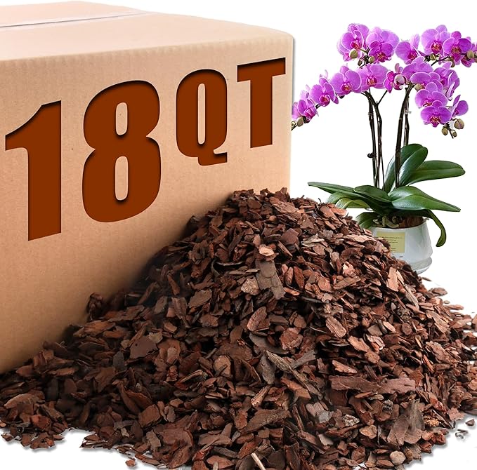 AVALUTION Orchid Potting Bark-18QT Organic Orchid Bark for Plants, All Natural Pine Bark Wood Chips Orchid Bark Potting Mix for Houseplant Mulch, Help Orchid Plants Root Health Development