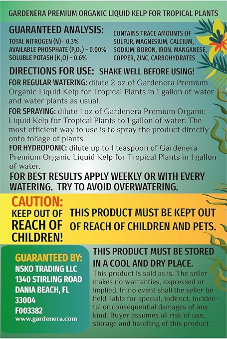 Organic Kelp Fertilizer for Succulents and Cacti by Gardenera - 8 oz - Nourish Your Succulent and Cactus with Liquid Kelp Power