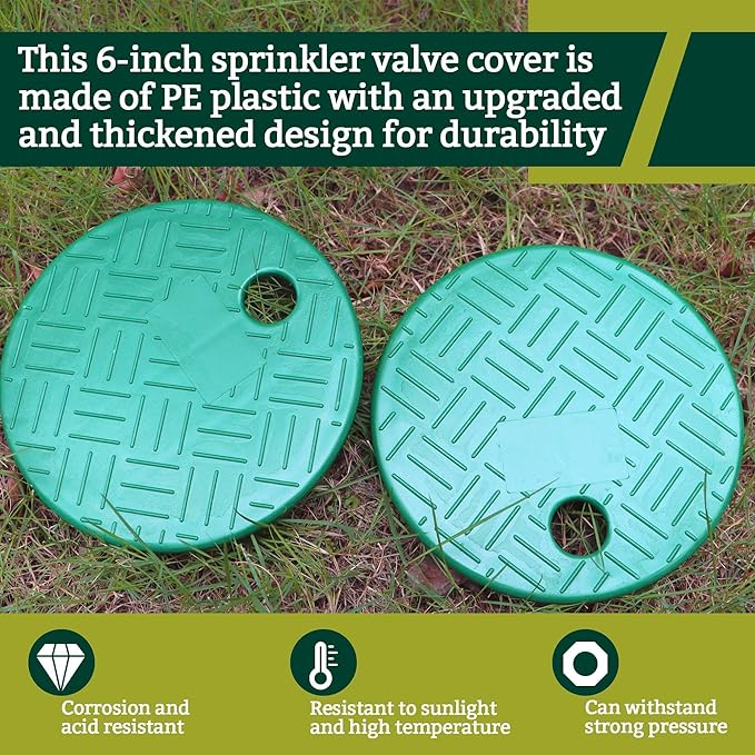 4 Pack - Sprinkler Valve Cover for Outside, 5.5" ID 6" OD Irrigation Valve Box Cover, Sprinkler Box Covers for Protection of Irrigation Systems, Green
