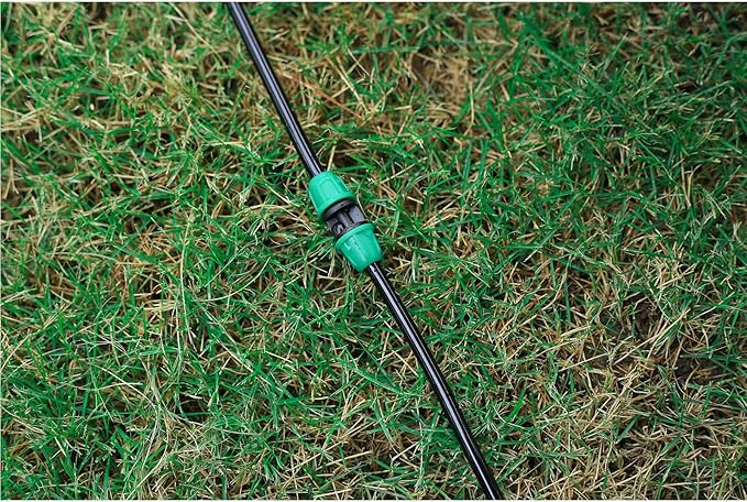 1/4 inch Drip Irrigation Fittings, Lock Barbed Coupling for ¼ in. tubing; Tubing Outside Diameter (OD) is 0.250 in., Internal Diameter (ID) is 0.170. in.(25Pcs/Pack) (Green-Coupling)