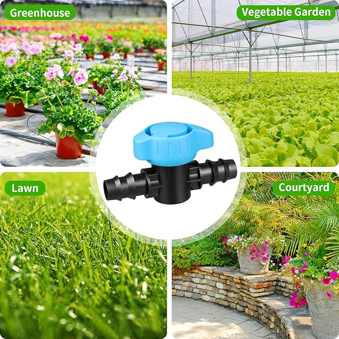 6 Pack Drip Irrigation 1/2 inch Barbed Valve, Drip Line Parts 1/2" Shut Off Valve Fits for 1/2 Inch Drip Irrigation Tubing (.570-.620" ID) for Drip or Sprinkler Systems