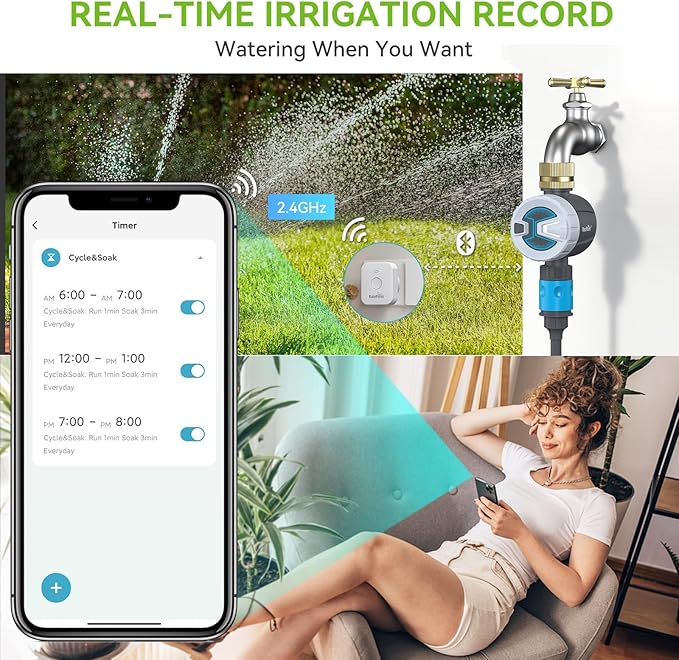 RAINPOINT Sprinkler Timer WiFi Water Timer, Smart Wireless Hose Faucet Timer for Garden, Irrigation System Controller, APP Remote Control via 2.4Ghz WiF (WiFi Sprinkler Timer (Brass Swivel))
