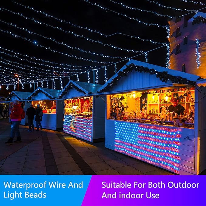 MUYUN 420 LEDs American Flag Lights, Waterproof LED US Light, United States Flag Light for Garden, Festival, Holiday, Party Decoration, Christmas Decorations