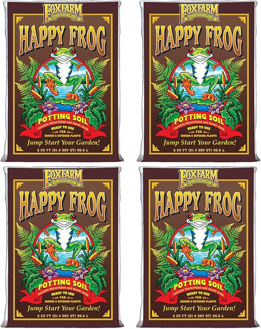 FoxFarm Happy Frog Potting Soil, 2cu ft (Pack of 4) - for Indoor/Outdoor Container Plants, Improves Root Efficiency, pH Adjusted for Optimal Nutrient Uptake - Contains Mycorrhizae and Humic Acids