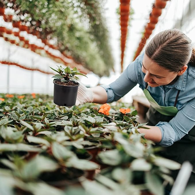 Pro Cal HGPK5PHD Round Circle 5 Gallon Wide Rim Durable Injection Molded Plastic Garden Plant Nursery Pot for Indoor or Outdoor (Set of 5)