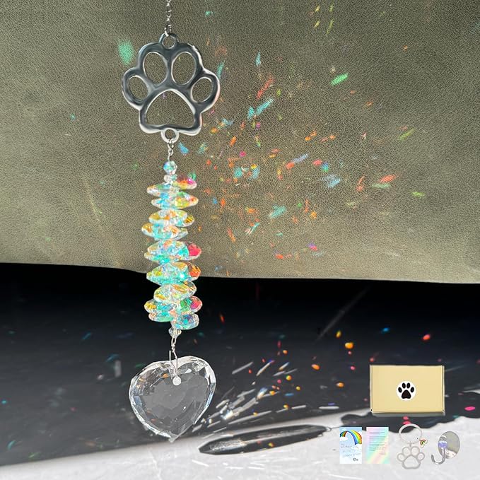 Dog Memorial Suncatcher Colorful Sunlight, Dog Memorial Gifts, Rainbow Impressions for Pet Loss, Pet Sympathy, Thoughtful Dogs and Cats Remembrance, Bereavement Gifts
