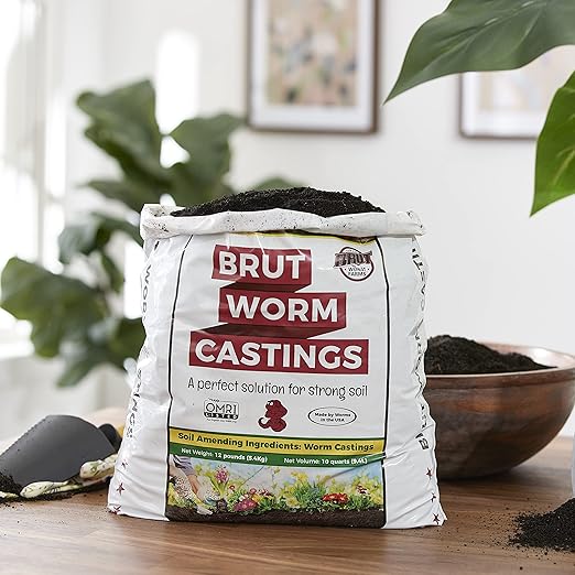 Brut Organic Worm Castings – 12 LB – Garden's Elixir for Thriving Blooms & Harvests!