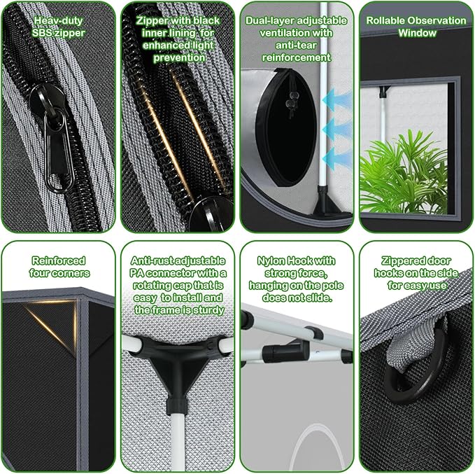 Grow Tent 36"x60"x78" Growing Tents for Indoor Plant 600D Mylar Hydroponic High Reflective Grow Room for Plant Fruit Flower Veg Growing