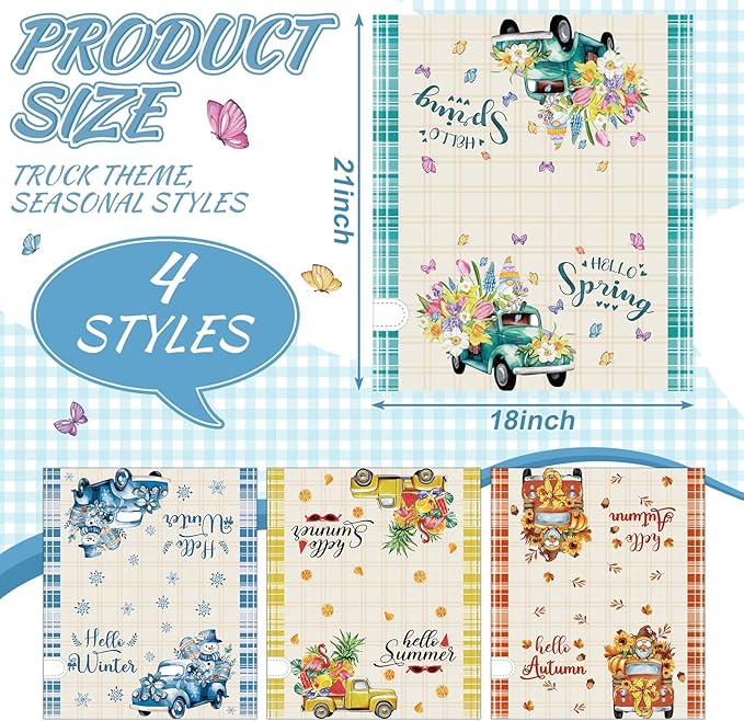 4 Pcs Hello Spring Summer Mailbox Covers Magnetic Standard Size 18 x 21 Inch Hello Autumn Winter Magnetic Mailbox Covers Wraps Decoration for Garden Yard Home Outdoor Decor