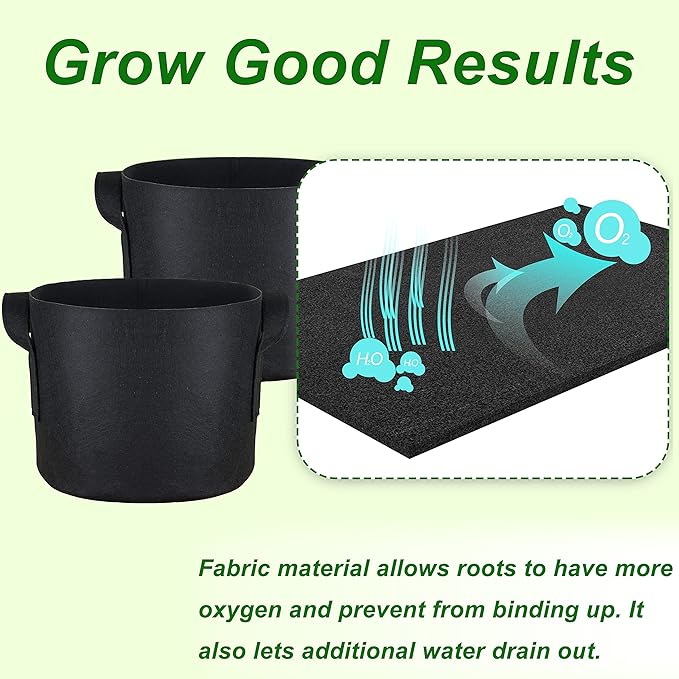 PHYEX 12-Pack 1 Gallon Nonwoven Grow Bags, Heavy Duty Aeration Fabric Pots with Durable Handles, Come with 12 Pcs Plant Labels