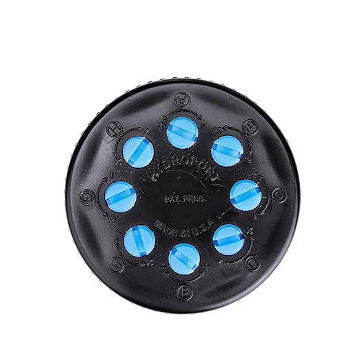 Raindrip 13800UB, Hydro-Port Adjustable Eight-Outlet Bubbler, Drip Irrigation Emitters for Drip Irrigation Gardening Systems, up to 30 GPH Per Outlet, 1/2-Inch FPT Inlet, Black/Blue