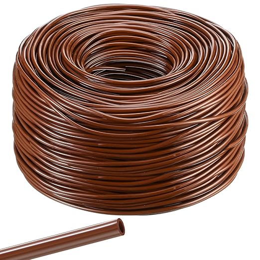 Yaomiao 984 ft Drip Irrigation Hose 1/4 Inch Blank Distribution Tubing Drip Irrigation Drip Line Watering Drip Automatic Irrigation Equipment Set for Garden Flower Bed Greenhouse Flower (Brown)