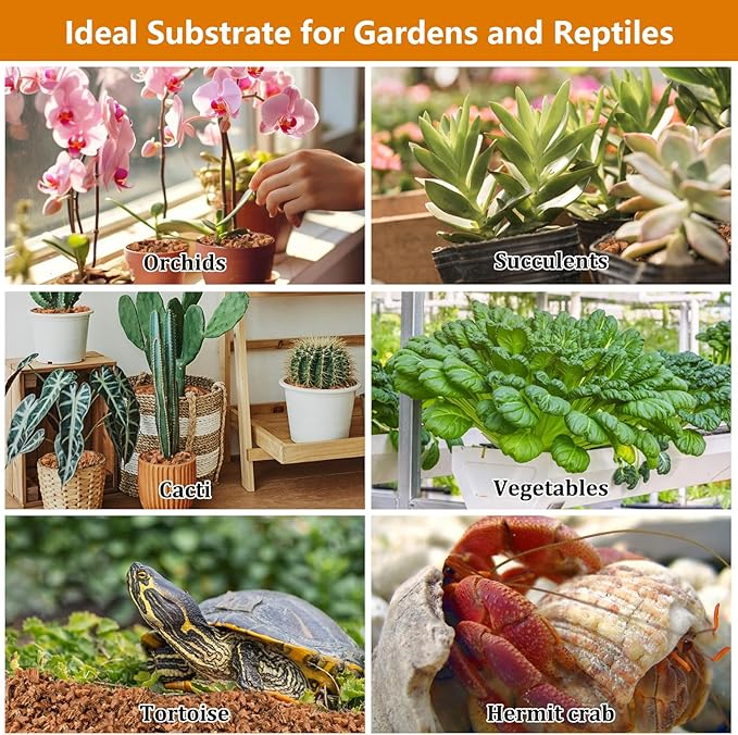 Legigo 10 Pack Coco Husk Chips- 11 LB 100% Organic Coconut Coir Chips Brick Potting Soil Mix with Low EC & PH Balance, Compressed Coconut Substrate Coco Chips Mulch Medium for Garden, Flowers, Plants