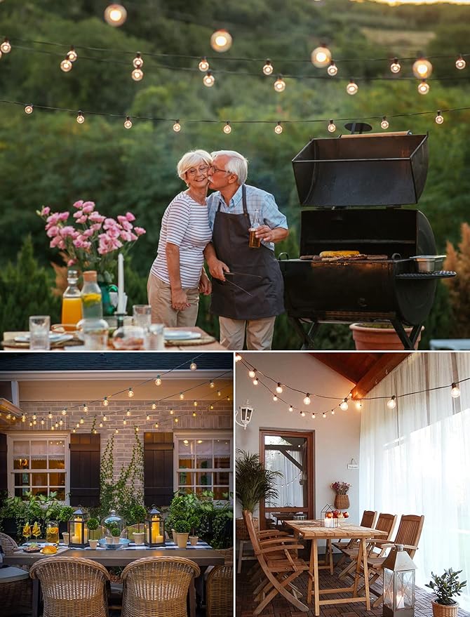 Brightown 200FT LED Outdoor String Lights - Patio Lights with 100 Shatterproof Clear Dimmable Edison Bulbs, Waterproof Connectable Hanging Lights for Outside Backyard Porch Party Christmas Decoration