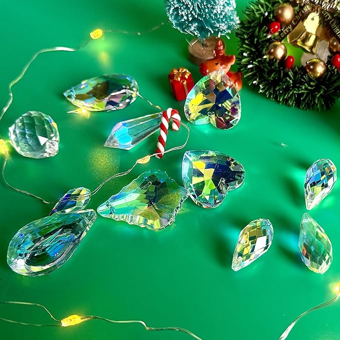 WASTROYAL 500 Pcs+ DIY Suncatcher Making Kits for Adults Crystal Christmas Sun Catchers Crafts Rainbow Maker for Christmas Decor Indoor Window Christmas Favors Sun Catcher Craft (Christmas)