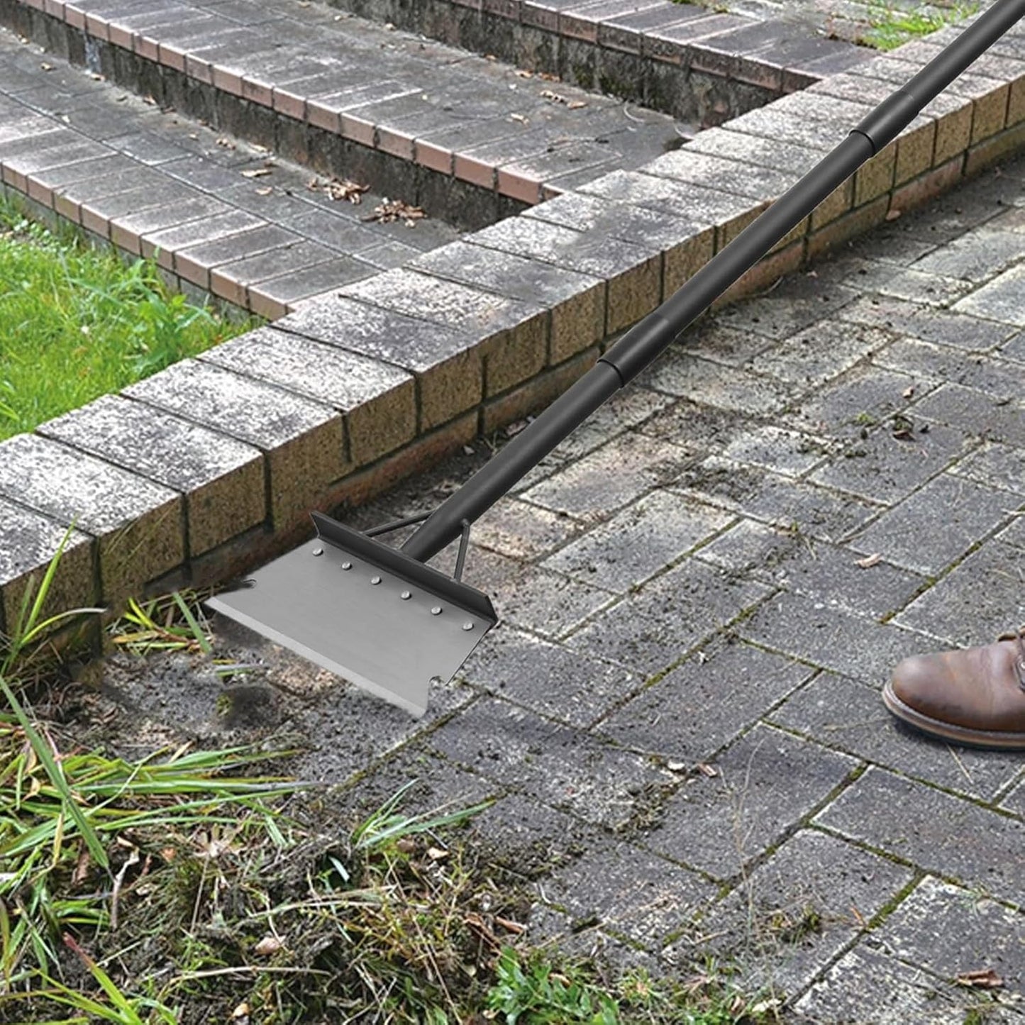 Garden Cleaning Shovel, Floor Scraper, Ice Scraper, 59 Inch Adjustable Heavy Duty Snow Scraper Long Handle, Garden Flat Shovel for Lawn Edging Weeding Digging Snow Removal and Ice Scraping, Sliver