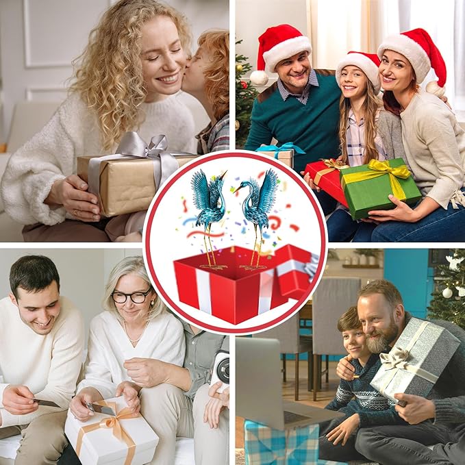 Natelf Garden Crane Statues for Outdoor, Blue Heron Decoy Courtyard Sculptures, Standing Metal Bird Yard Art for Patio Pond Backyard Decor(Set of 2)