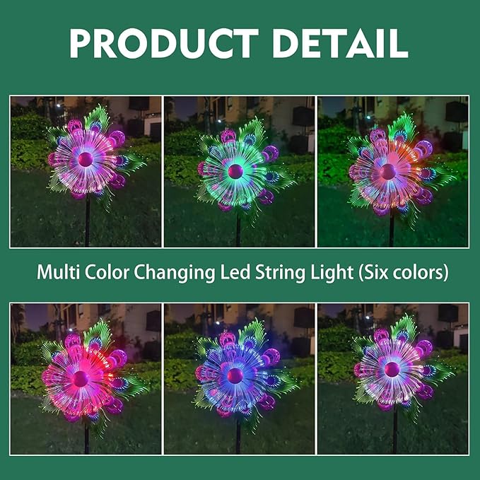 Solar Peacock Wind Spinners for Yard and Garden, 40 Inch Solar Windmill Garden Whirligig Kinetic Spinners Decor for Lawn,Patio&Yard, Metal Whirligigs Purple Wind Spinners Outdoor