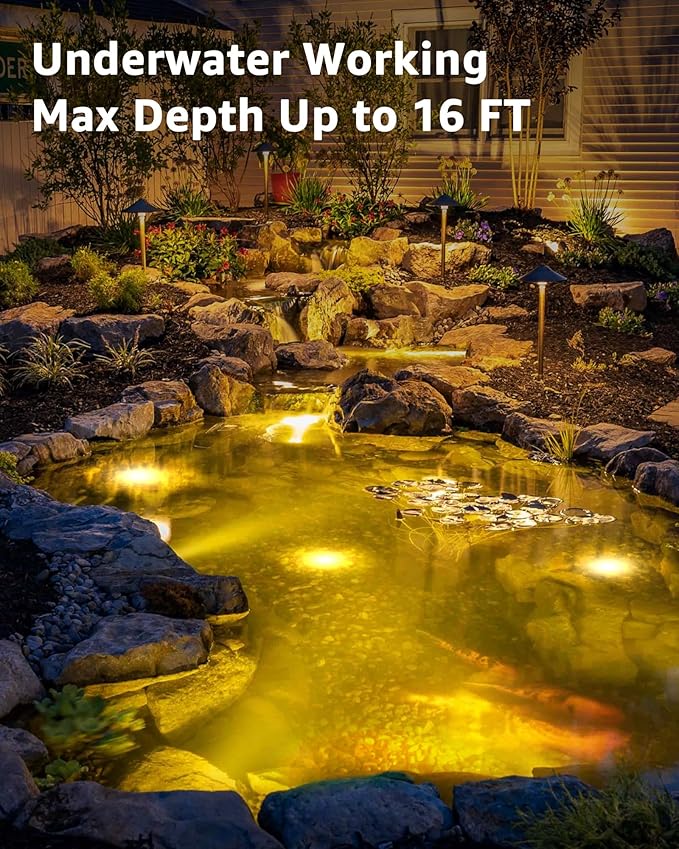 SUNVIE 3W Pond Lights LED Underwater 12-24V AC/DC Low Voltage Fountain Lights LED Underwater 3000K Warm White IP68 Waterproof Underwater Pond Lights for Outdoor Ponds Fountains Waterfalls, 2 Pack