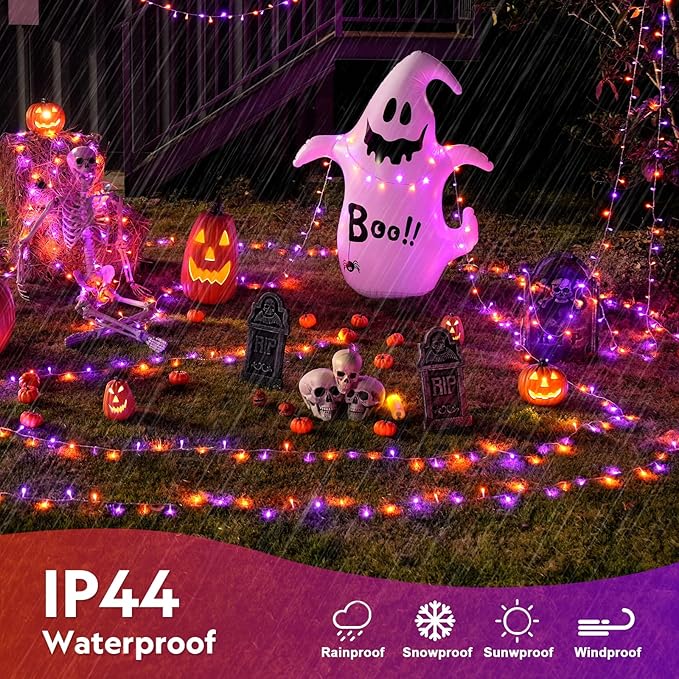 JMEXSUSS 400LED Halloween Lights with Remote,Orange and Purple Halloween Lights Waterproof,8 Modes Halloween String Lights Indoor Outdoor Plug in for Halloween Decorations
