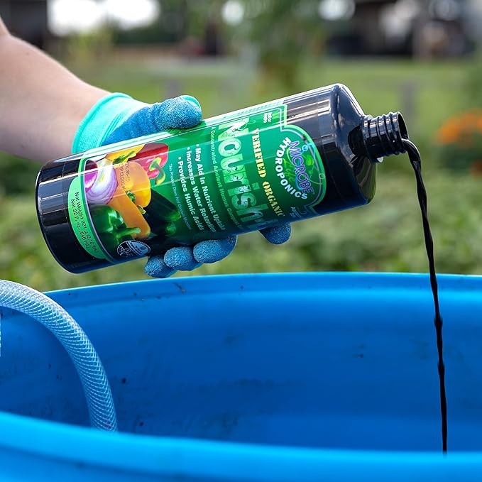 Microbe Life Hydroponics Nourish-L Liquid Fertilizer, Stimulator to Enhance Plant Nutrient Absorption for Fruits & Vegetables, Use With Any Feeding Systems Including Hydroponics or Soil, 32 Ounces